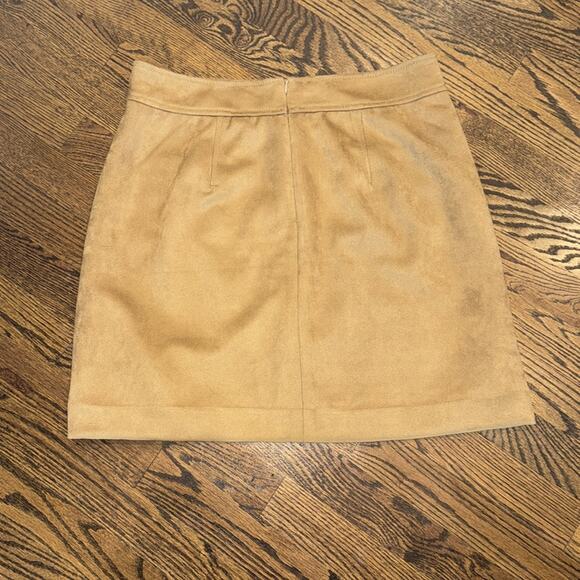 Loft Faux Suede Pocket Shift Skirt Stretch Pale Camel Women's 10 - Picture 7 of 7